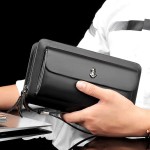 Classic Men's Leather Short Clutch Wallet - Double Zipper & Multi-Card Holder