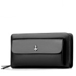 Classic Men's Leather Short Clutch Wallet - Double Zipper & Multi-Card Holder