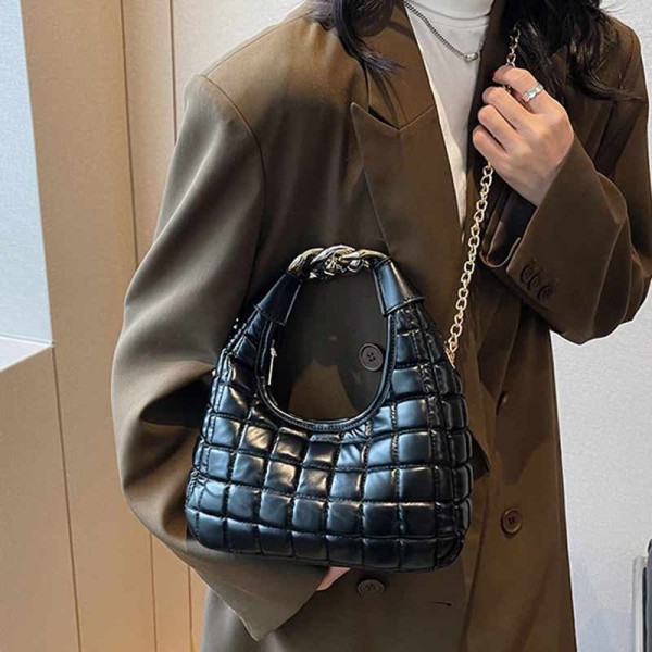 Women Quilted Faux Leather Padded Hobo Bag- Women style Bag Portable Bags
