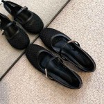 Korean Style Mesh Mary Jane Flats for Women - Summer New Soft-Soled, Hollowed Fishnet Weaving Round Toe Shoes