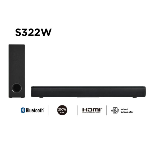 TCL 2.1 Channel 200W Wireless Subwoofer Soundbar S332W
