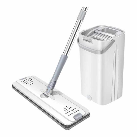 Self-Wringing Flat Mop with Bucket – Wet & Dry Floor Cleaning Set