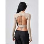 Women's Open-Back Long-Sleeve Crop Top