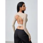 Women's Open-Back Long-Sleeve Crop Top