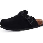 Unisex Cork Footbed Suede Clogs with Adjustable Buckle