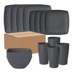 16-Piece Wheat Straw Square Dinnerware Set