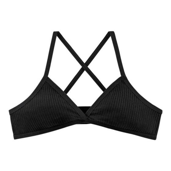 Women's Ribbed Cotton Cross-Back Bralette