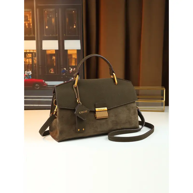 Women's Top-Handle Crossbody Bag with Lock Closure
