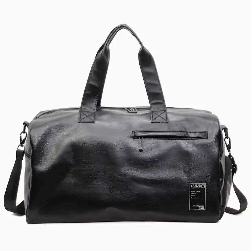 Leather Travel & Gym Duffel Bag with Shoe Compartment