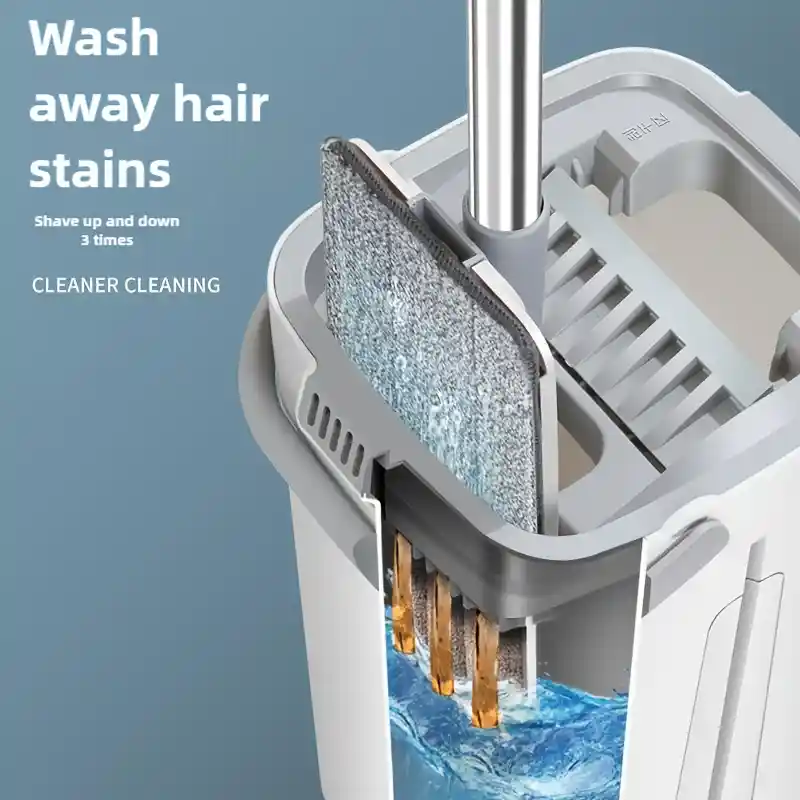 Self-Wringing Flat Mop with Bucket – Wet & Dry Floor Cleaning Set