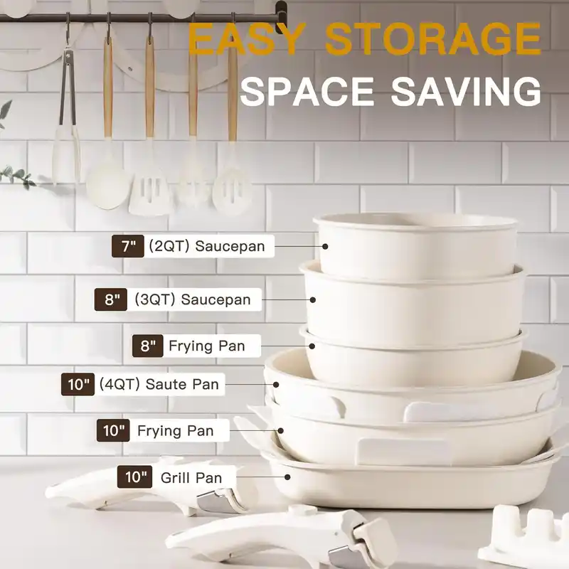 23-Piece Non-Stick Granite Cookware Set with Detachable Handles