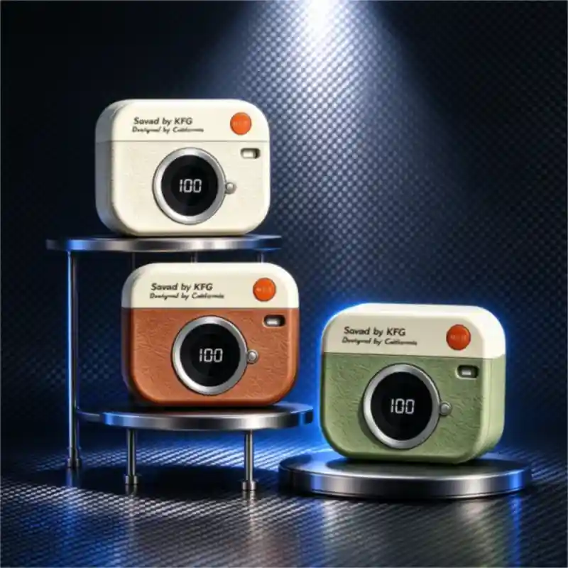 Retro Camera TWS Wireless Earbuds – Bluetooth 5.4 with LED Display