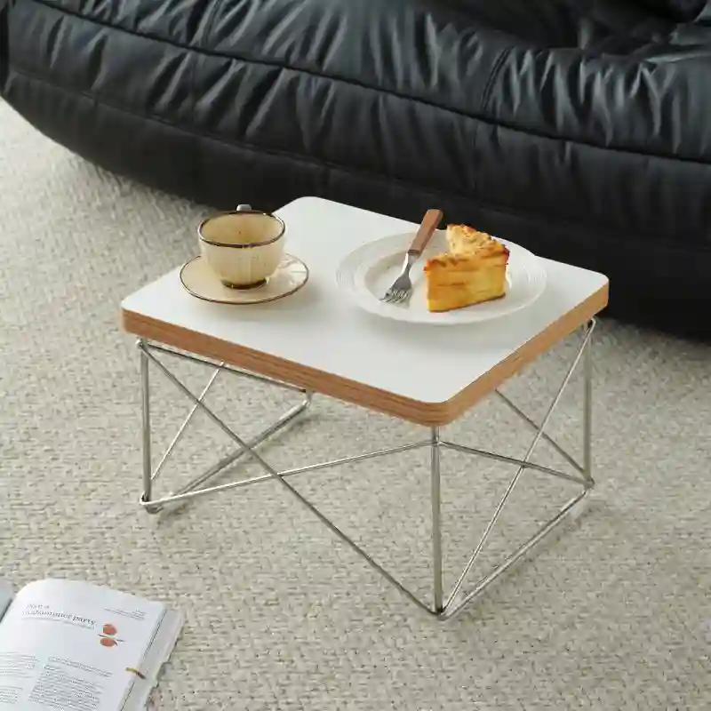 Mid-Century Wire Side Table - White