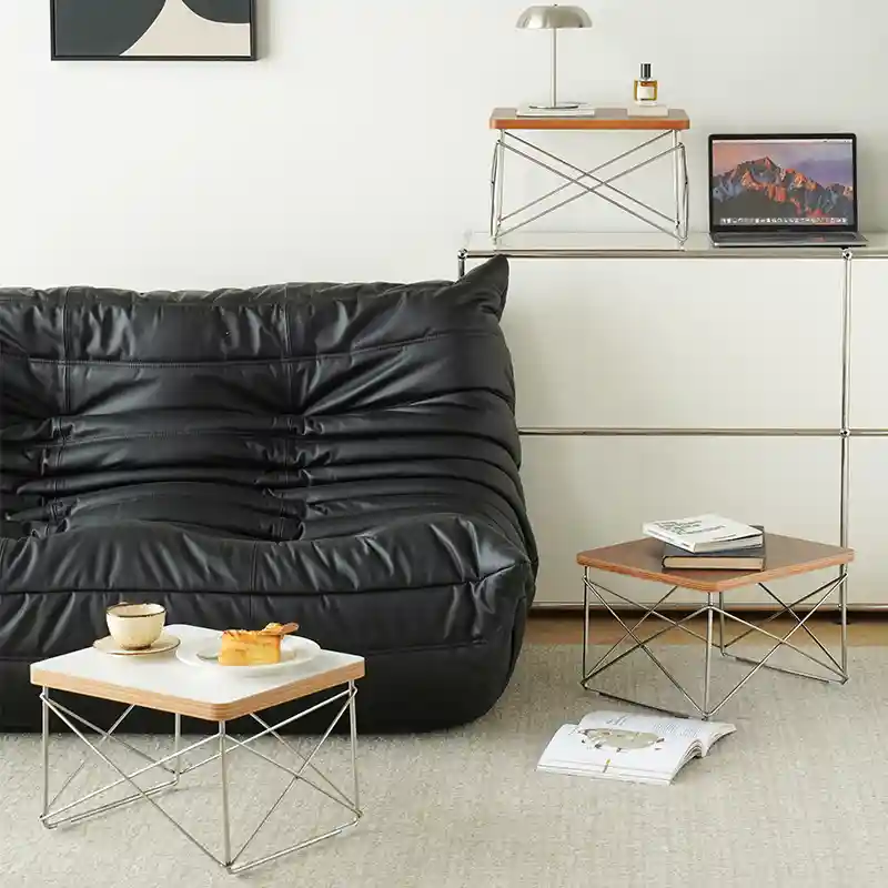Mid-Century Wire Side Table - White