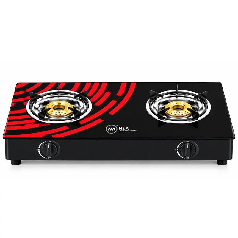 H&A 2-Burner Table Top Glass Gas Stove GG8112 (Black)