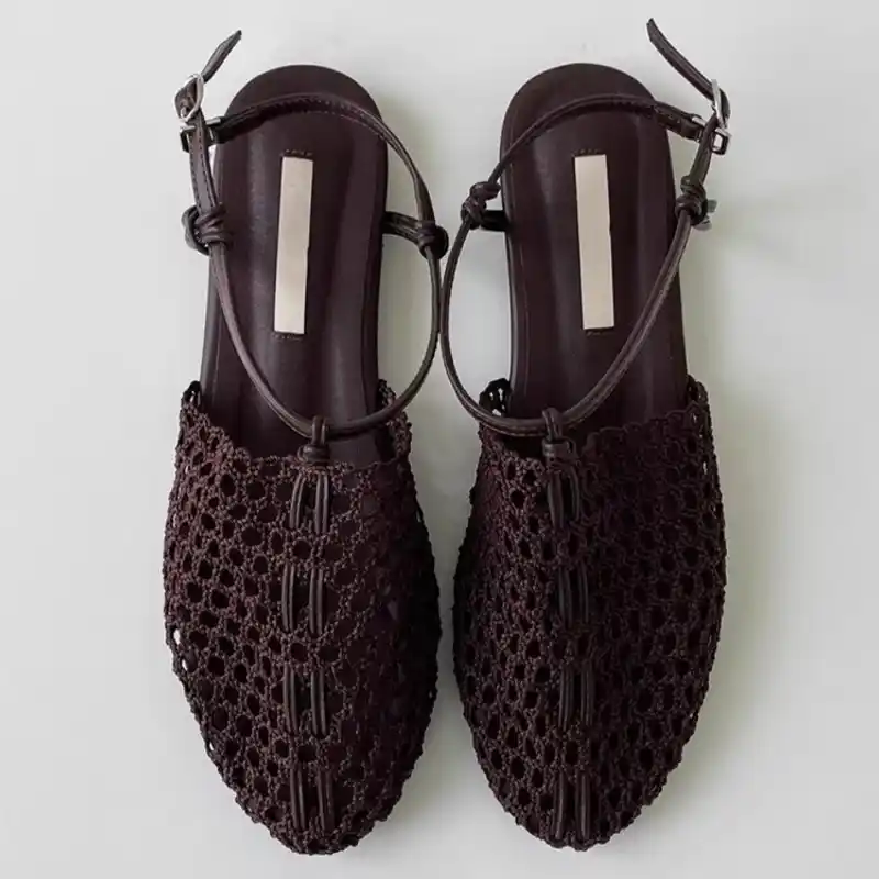 Women's Woven Fishnet Flat Sandals
