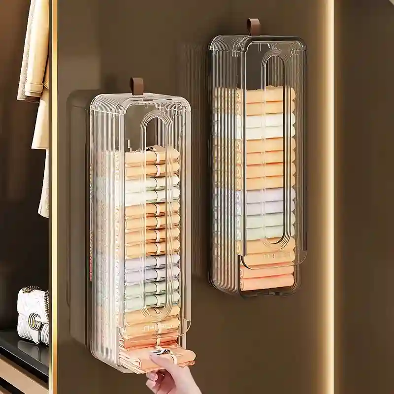 Wall-Mounted Underwear & Sock Storage Box with Lid