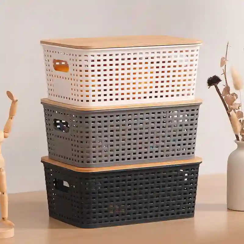 Stackable Woven Plastic Storage Basket