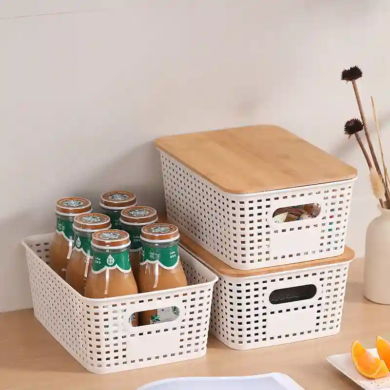 Stackable Woven Plastic Storage Basket