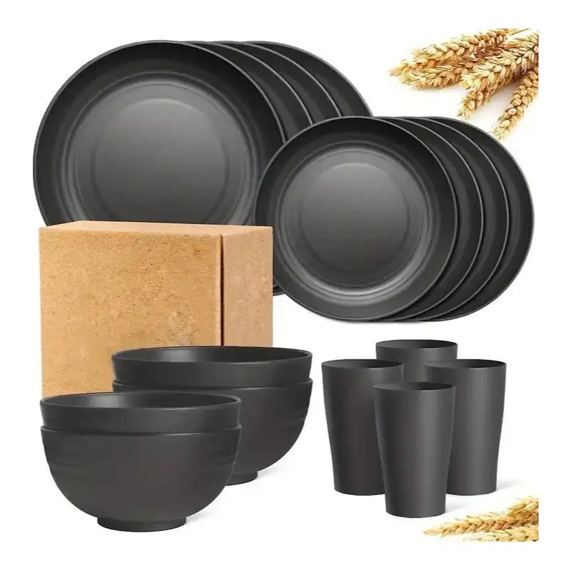 Wheat Straw Round Dinnerware – 16-Piece Set & Singles