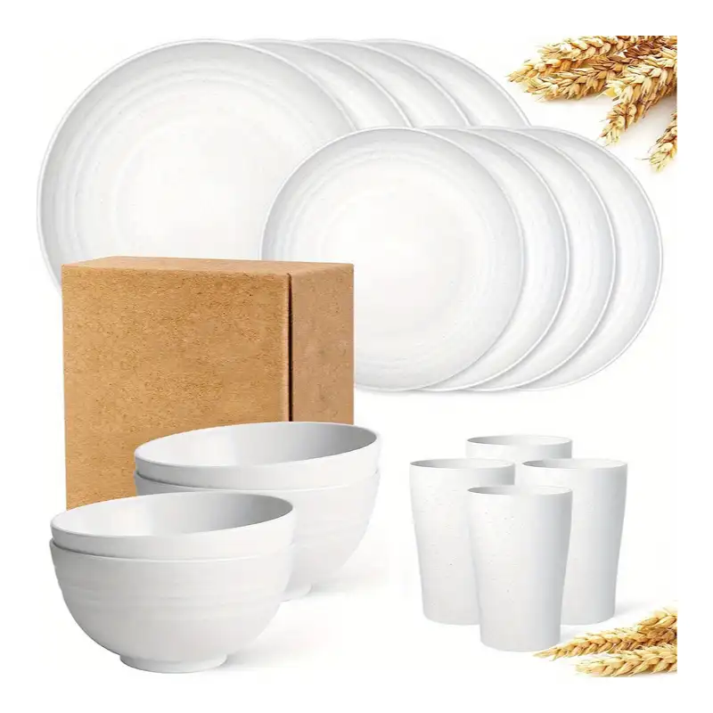 Wheat Straw Round Dinnerware – 16-Piece Set & Singles
