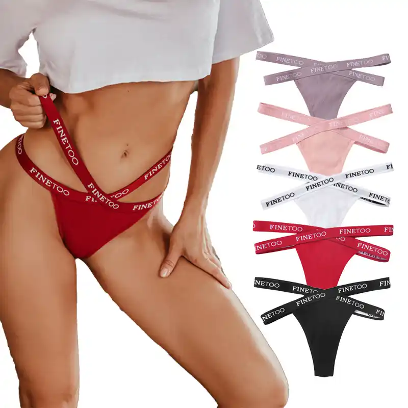 Women's Criss-Cross Waistband Ribbed Cotton Thong