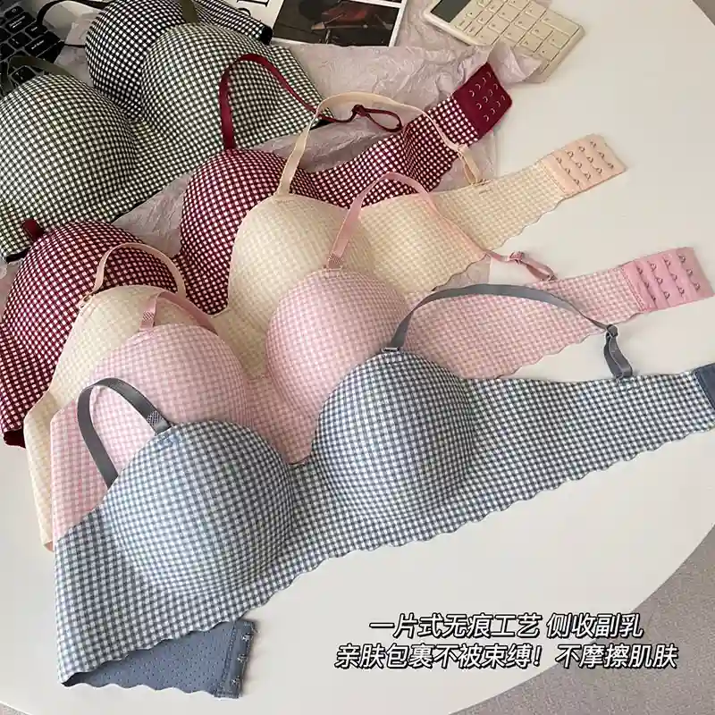 Women's Plaid Wireless Push-Up Bra