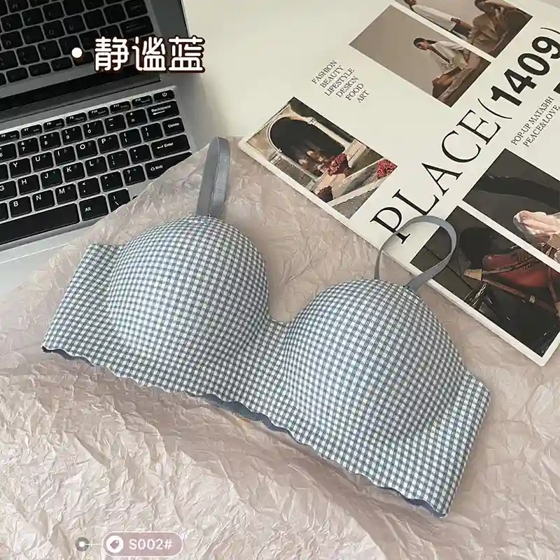 Women's Plaid Wireless Push-Up Bra