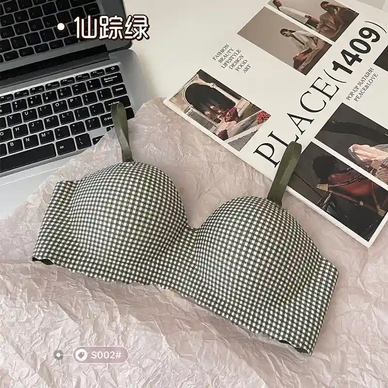 Women's Plaid Wireless Push-Up Bra