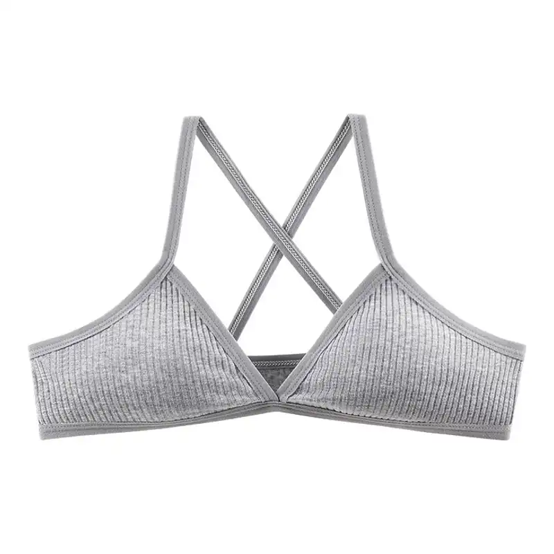 Women's Ribbed Cotton Cross-Back Bralette