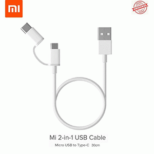 Mi 2-in-1 USB Power Bank Cable (Micro USB to Type C) 30cm