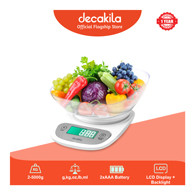 Decakila Kitchen Scale w/ LCD Display| High Precision, 2-5000g, Multiple Unit Covert - KMTT092W