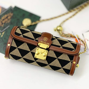 Original Women Triangle Patterned 2024 Trend, Cylinder Styled, Checkered board Drum Bag