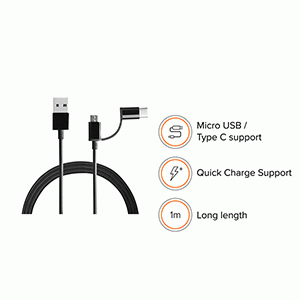 Mi 2-in-1 USB Cable (Micro USB to Type C) 100cm